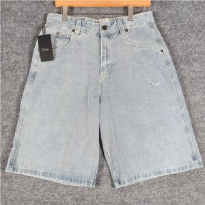 Dime Baggy Shorts Skate Style Embroidered Denim Size M  30" Waist NEW WITH TAGS